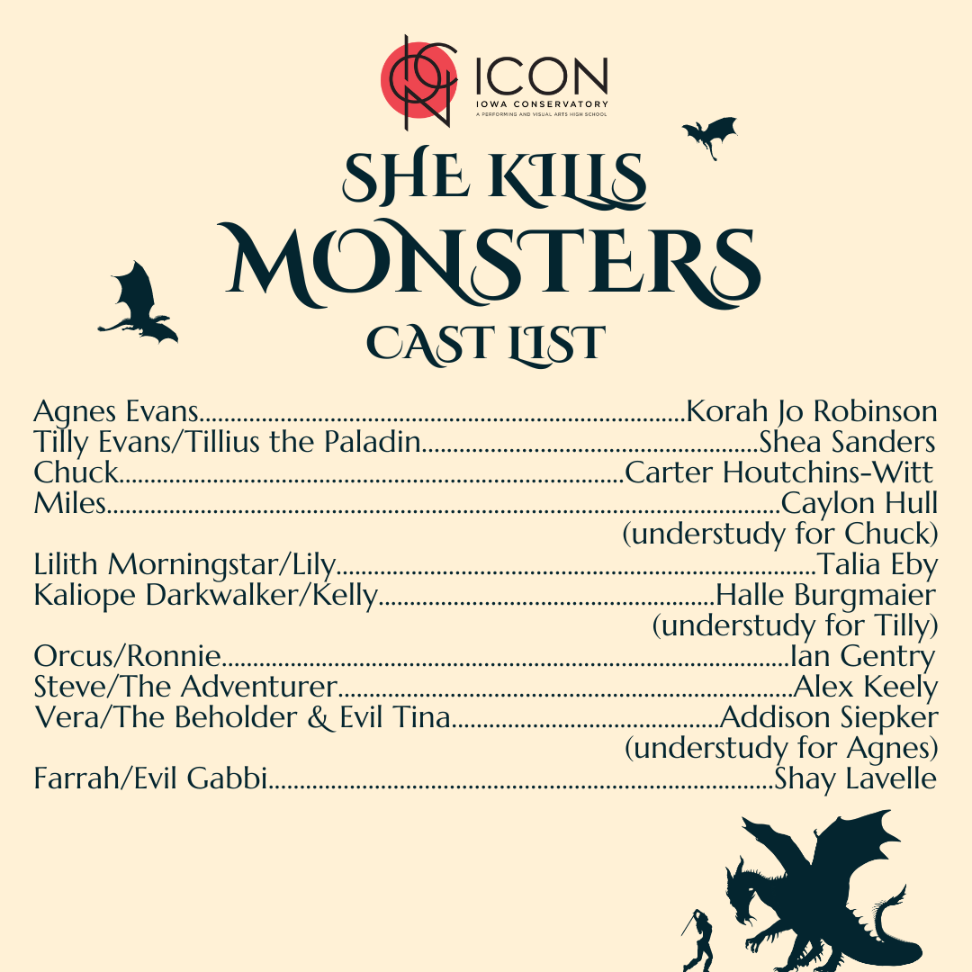 She Kills Monsters Cast List Announced - Iowa Conservatory
